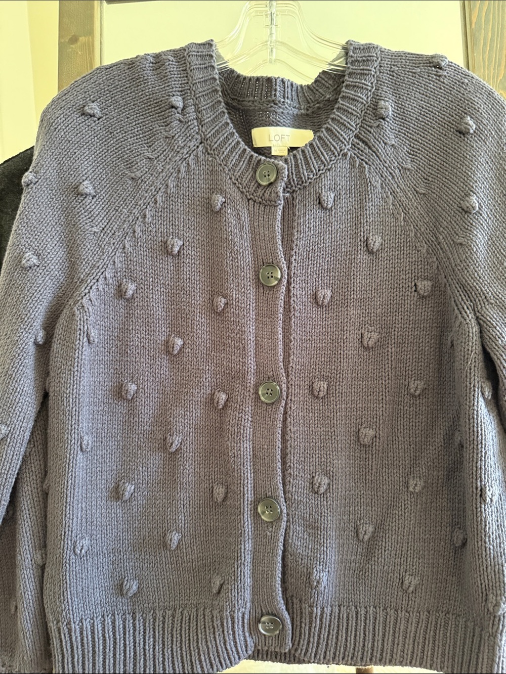 LOFT Purple Bobble-Knit Button Cardigan